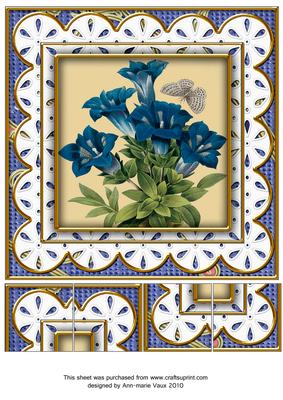 Blue Floral Anglaise 8in Picture Topper Sheet
