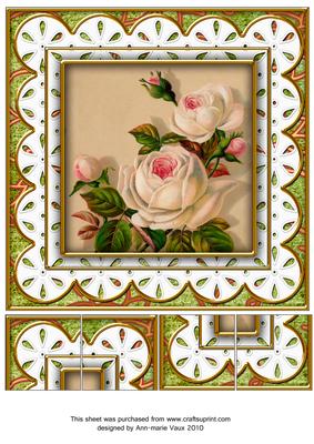 Cream Roses Anglaise 8in Picture Topper Sheet