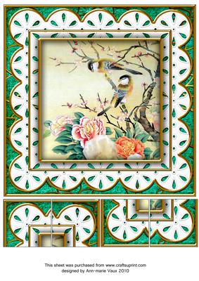 Oriental Birds 1 Anglaise 8in Picture Topper Sheet