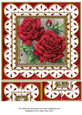Red Roses Anglaise 8in Picture Topper Sheet