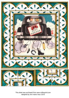 Wedding Car Anglaise 8in Picture Topper Sheet