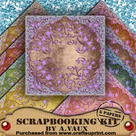 Lilac Lace Ornate Scrapbooking Paper Kit
