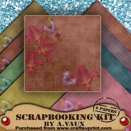 Lily Butterfly Tea Colour Scrapbooking Paper Kit