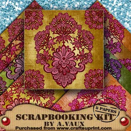 Fancy Ornate Pink Tones Scrapbooking Paper Kit