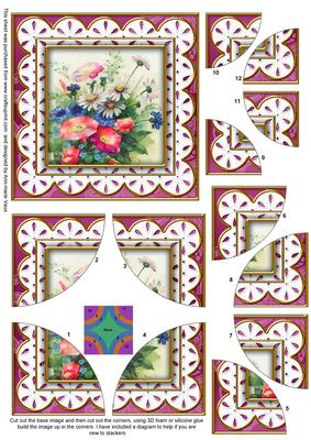 Pink Wildflowers Anglaise 5in Quad Round Corner Stacker