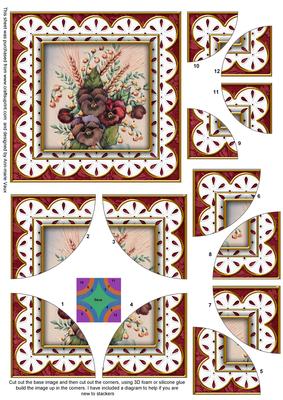 Colourful Red Pansies Anglaise 5in Quad Round Corner Stacker