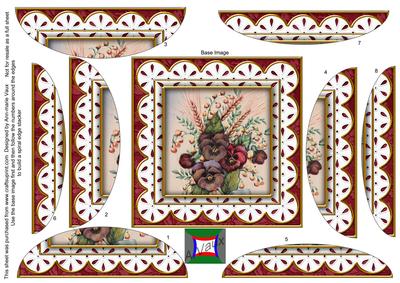 Colourful Red Pansies Anglaise 5in Rounded Spiral Stacker
