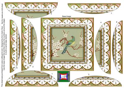Oriental Green Bird Anglaise 5in Rounded Spiral Stacker