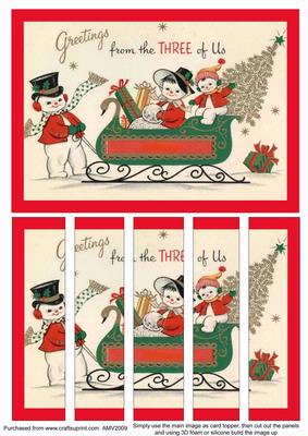 Christmas Greetings from 3 of Us Card Front and Panels