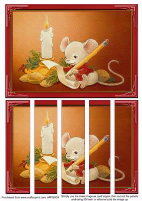 Christmas Mouse Wish List Card Front and Panels