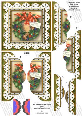 Holiday Wreath Anglaise 5in Scallop Side Stacker