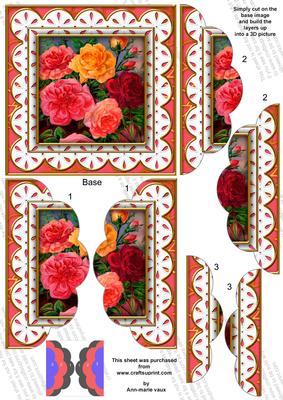 Mixed Roses Anglaise 5in Scallop Side Stacker
