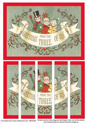 Christmas Greetings from 3 of Us Card Front and Panels 2