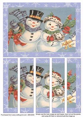Christmas Snow Couple Card Front and Panels