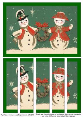 Christmas Snow Couple 2 Card Front and Panels