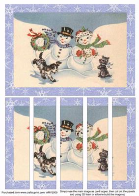 Christmas Snow Couple Playing Card Front and Panels