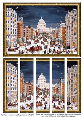 Christmas Vintage London Card Front and Panels