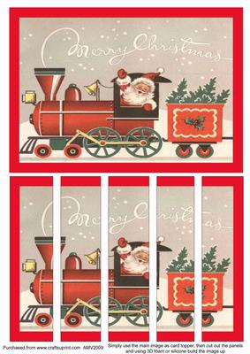 Father Christmas Train Card Front and Panels