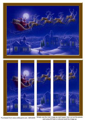 Santa on His Way Card Front and Panels