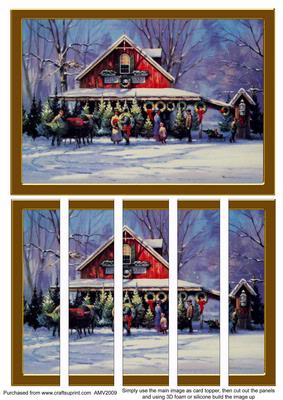 Picking the Christmas Tree Card Front and Panels