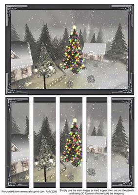 Country Christmas House 2 Card Front and Panels