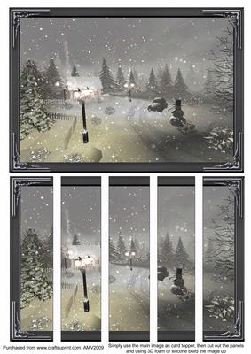 Country Christmas House Card Front and Panels