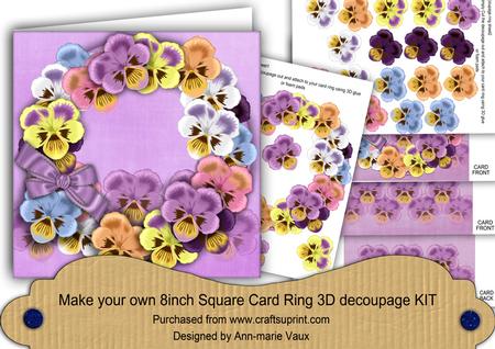 Multi Pansies 8in Decoupage 3D Ring Card Kit