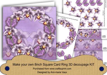 Orchid Lilac Butterfly 8in Decoupage 3D Ring Card Kit