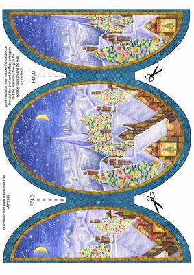 Christmas Candy Village Giant Round Gatefold Card