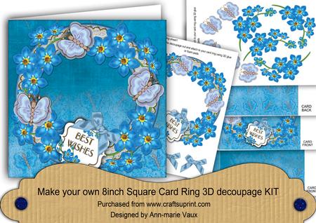 Butterfly Forget-me-knots 8in Decoupage 3D Ring Card Kit