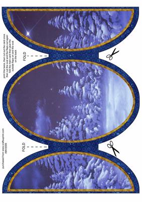 Blue Christmas Trees Giant Round Gatefold Card