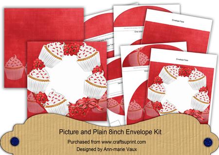 Red and White Cupcakes 8in Square Envelope Kit