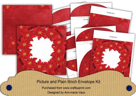 Red Poinsettias 8in Square Envelope Kit