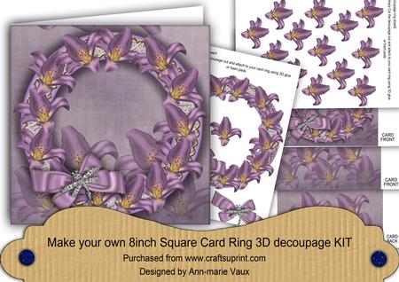 Lilac Lillies 8in Decoupage 3D Ring Card Kit