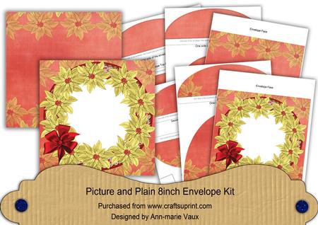 Gold Red Poinsettias 8in Square Envelope Kit