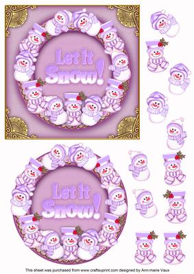 Lilac Snowman Let It Snow! Decoupage 3D Ring Sheet