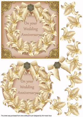 Cream Lily Anniversary Decoupage 3D Ring Sheet