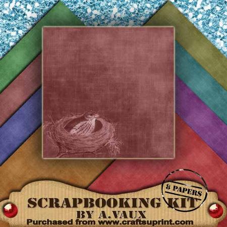 Birds Nest Vintage 8 Scrapbooking Papers Kit