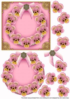 Pink Pansy Plain Decoupage 3D Ring Sheet