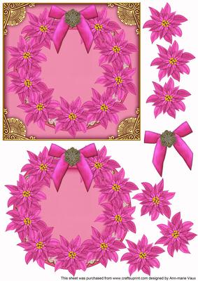 Pink Poinsettias Plain Decoupage 3D Ring Sheet