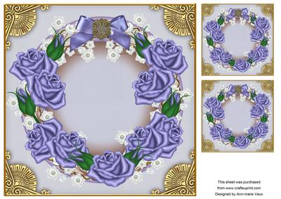 Blue Roses Plain Ring 8in Picture Sheet