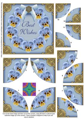 Blue Pansies Best Wishes Ring 5in Round Corner Stacker