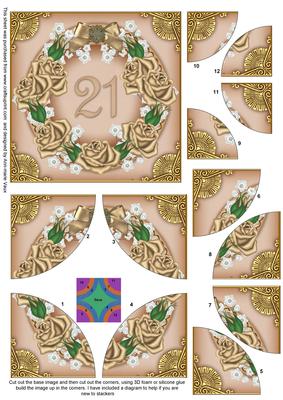 Coffee Roses 21 Ring 5in Round Corner Stacker