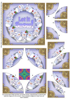 Blue Snowman Let It Snow! Ring 5in Round Corner Stacker