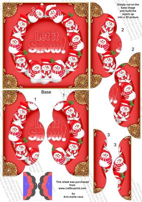 Red Snowmen Let It Snow! 5in Scallop Side Stacker