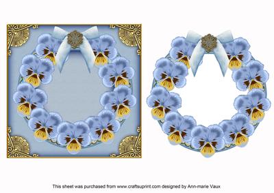 Blue Pansies 3D Ring Shaker Frame