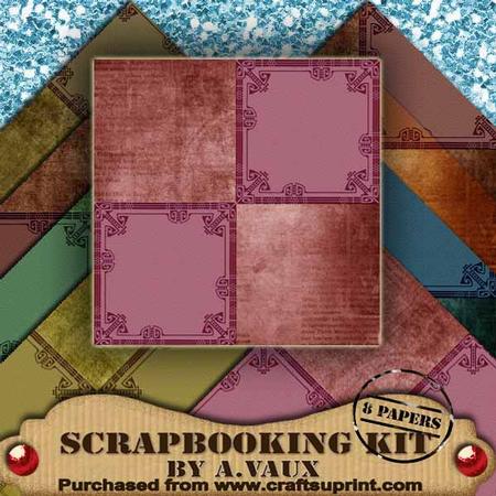 Fancy Quads Vintage Tea 8 Scrapbooking Papers Kit