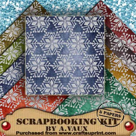 Silver Flakes 1 Vintage Tea 8 Scrapbooking Papers Kit