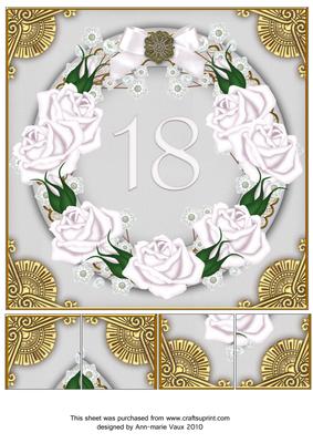 White Roses 18 Ring 8in Picture Sheet
