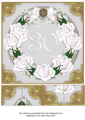 White Roses 30 Ring 8inch Picture Sheet